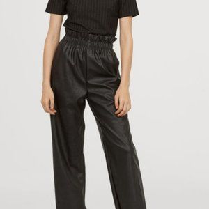 Leather paperbag pants/trousers in black